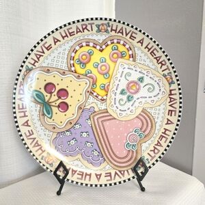 Mary Engelbreit Platter Have a Heart 14" Cookie Dish 2001 Whimsical Cake Plate